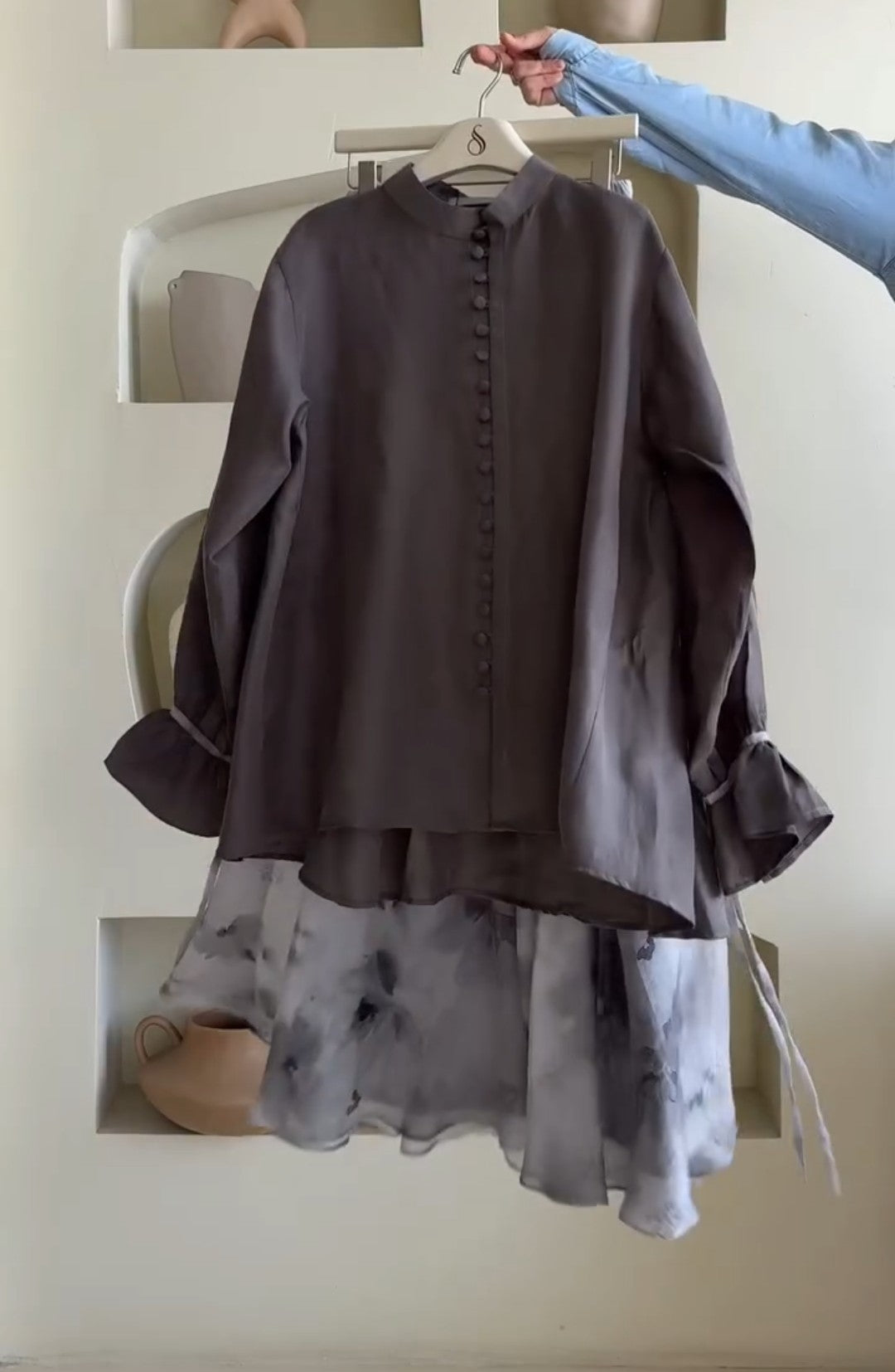Printed skirt with shirt